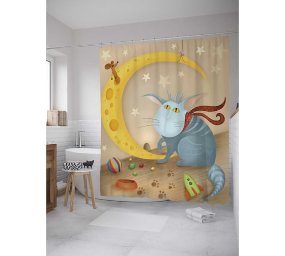 Штора (занавеска) для ванной JoyArty "Сказочный сон" из сатена, 180х200 см с крючками, sc_32959 1