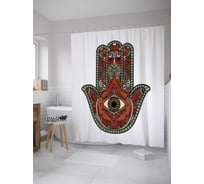 Штора (занавеска) для ванной JoyArty "Восточная хамса" из сатена, 180х200 см с крючками, sc_35439