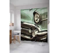 Штора (занавеска) для ванной JoyArty "Красота ретро автомобилей" из сатена, 180х200 см с крючками, sc_9676