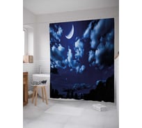 Штора (занавеска) для ванной JoyArty "Свечение молодого месяца" из сатена, 180х200 см с крючками, sc_35634