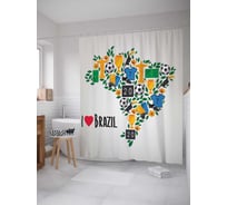 Штора (занавеска) для ванной JoyArty "Промышленная карта Бразилии" из сатена, 180х200 см с крючками, sc_6716