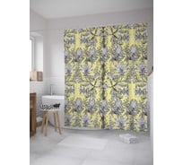 Штора (занавеска) для ванной JoyArty "Цветочный паттерн" из сатена, 180х200 см с крючками, sc_34682