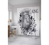 Штора (занавеска) для ванной JoyArty "Король лев" из сатена, 180х200 см с крючками, sc_36004