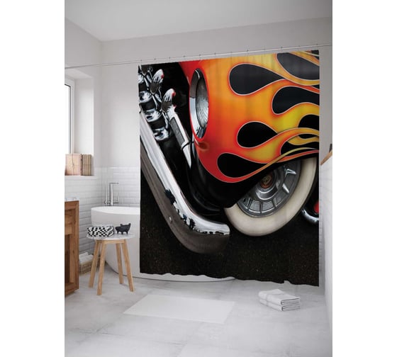 Штора (занавеска) для ванной JoyArty "Виниловая наклейка" из сатена, 180х200 см с крючками, sc_9920 1