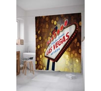 Штора (занавеска) для ванной JoyArty "В Лас Вегас за приключениями" из сатена, 180х200 см с крючками, sc_4739