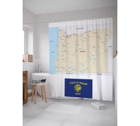 Штора (занавеска) для ванной JoyArty "Карта Штат Орегона" из сатена, 180х200 см с крючками, sc_7186