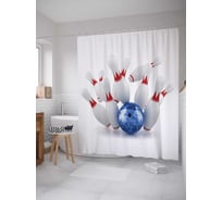 Штора (занавеска) для ванной JoyArty "Шар и кегли" из сатена, 180х200 см с крючками, sc_4638