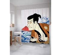 Штора (занавеска) для ванной JoyArty "Японская иллюстрация" из сатена, 180х200 см с крючками, sc_37822