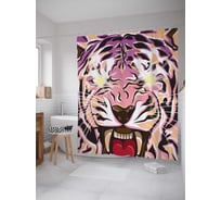 Штора (занавеска) для ванной JoyArty "Тигр свекающий глазами" из сатена, 180х200 см с крючками, sc_7727