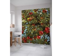 Штора (занавеска) для ванной JoyArty "Урожай яблок" из сатена, 180х200 см с крючками, sc_7458