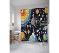 Штора (занавеска) для ванной JoyArty "Космос и астрономия" из сатена, 180х200 см с крючками, sc_9884