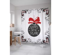 Штора (занавеска) для ванной JoyArty "Шар с бантом" из сатена, 180х200 см с крючками, sc_6928