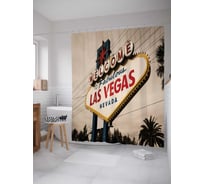 Штора (занавеска) для ванной JoyArty "На въезде в Лас Вегас" из сатена, 180х200 см с крючками, sc_4742