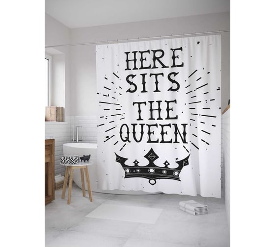 Штора (занавеска) для ванной JoyArty "Королевский трон" из сатена, 180х200 см с крючками, sc_33590 1