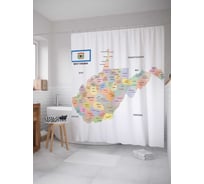 Штора (занавеска) для ванной JoyArty "Карта Штат Западная Верджиния" из сатена, 180х200 см с крючками, sc_7163