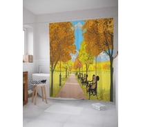 Штора (занавеска) для ванной JoyArty "Аллея в парке" из сатена, 180х200 см с крючками, sc_7108
