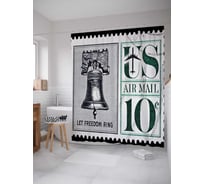 Штора (занавеска) для ванной JoyArty "Авиамарка Пусть свобода звенит" из сатена, 180х200 см с крючками, sc_7604