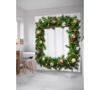 Штора (занавеска) для ванной JoyArty "Рождественская виньетка" из сатена, 180х200 см с крючками, sc_37051