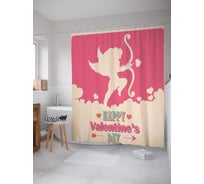 Штора (занавеска) для ванной JoyArty "Купидон с поздравлением" из сатена, 180х200 см с крючками, sc_7280