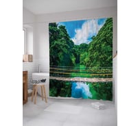 Штора (занавеска) для ванной JoyArty "Подвесной мост" из сатена, 180х200 см с крючками, sc_7511