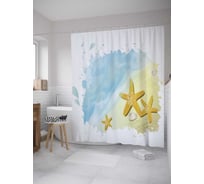 Штора (занавеска) для ванной JoyArty "Акварельные морские звезды" из сатена, 180х200 см с крючками, sc_35889