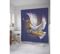 Штора (занавеска) для ванной JoyArty "Голубь мира" из сатена, 180х200 см с крючками, sc_7834