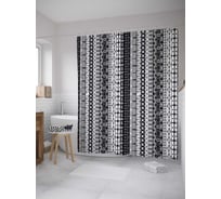 Штора (занавеска) для ванной JoyArty "Этнические полосы" из сатена, 180х200 см с крючками, sc_36586