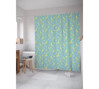 Штора (занавеска) для ванной JoyArty "Луна спит" из сатена, 180х200 см с крючками, sc_64301