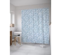 Штора (занавеска) для ванной JoyArty "Полотно из листьев" из сатена, 180х200 см с крючками, sc_61892
