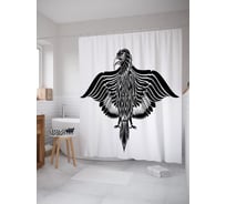 Штора (занавеска) для ванной JoyArty "Орел эмблема" из сатена, 180х200 см с крючками, sc_63499
