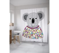 Штора (занавеска) для ванной JoyArty "Панда в футболке" из сатена, 180х200 см с крючками, sc_61533