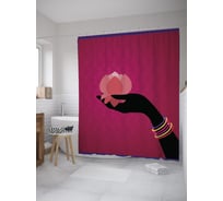 Штора (занавеска) для ванной JoyArty "Лотос на ладони" из сатена, 180х200 см с крючками, sc_61352