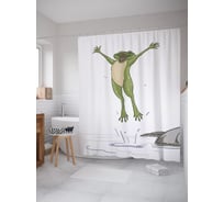 Штора (занавеска) для ванной JoyArty "Радость лягушонка" из сатена, 180х200 см с крючками, sc_62613