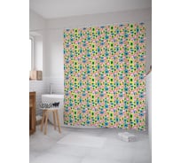 Штора (занавеска) для ванной JoyArty "Цветные прямоугольники ретро" из сатена, 180х200 см с крючками, sc_57518