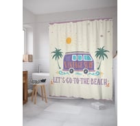Штора (занавеска) для ванной JoyArty "Опытные серфингисты" из сатена, 180х200 см с крючками, sc_62808