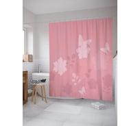 Штора (занавеска) для ванной JoyArty "Цветочный трафарет" из сатена, 180х200 см с крючками, sc_64149