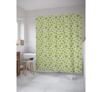 Штора (занавеска) для ванной JoyArty "Флористическая весна" из сатена, 180х200 см с крючками, sc_59045