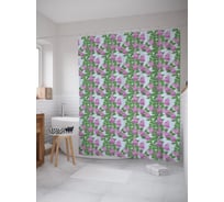 Штора (занавеска) для ванной JoyArty "Вертикали сирени" из сатена, 180х200 см с крючками, sc_62754