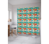 Штора (занавеска) для ванной JoyArty "Разноцветная поляна" из сатена, 180х200 см с крючками, sc_63245