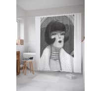 Штора (занавеска) для ванной JoyArty "Винтажная женщина" из сатена, 180х200 см с крючками, sc_62879