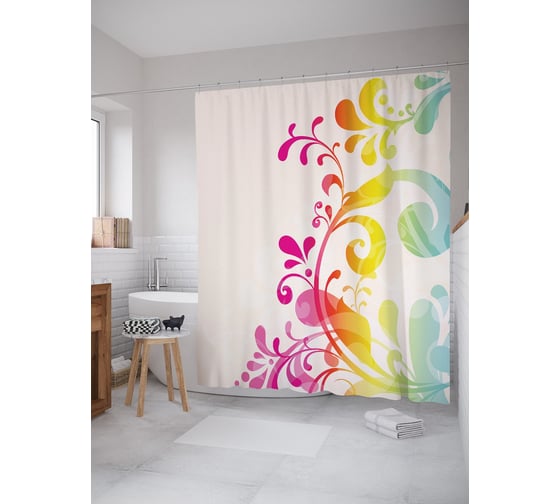 Штора (занавеска) для ванной JoyArty "Градиентный узор" из сатена, 180х200 см с крючками, sc_63044 1