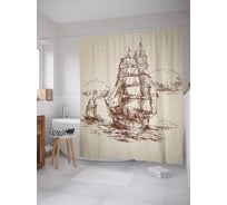 Штора (занавеска) для ванной JoyArty "Парусная экспедиция" из сатена, 180х200 см с крючками, sc_63733