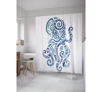 Штора (занавеска) для ванной JoyArty "Орнамент каракатицы" из сатена, 180х200 см с крючками, sc_61410