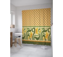 Штора (занавеска) для ванной JoyArty "Нарциссы в орнаменте" из сатена, 180х200 см с крючками, sc_59680