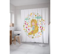 Штора (занавеска) для ванной JoyArty "Длинноволосая дюймовочка" из сатена, 180х200 см с крючками, sc_62482