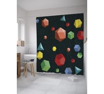 Штора (занавеска) для ванной JoyArty "Фигурки многогранников" из сатена, 180х200 см с крючками, sc_59239