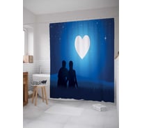 Штора (занавеска) для ванной JoyArty "Луна в форме сердца" из сатена, 180х200 см с крючками, sc_53938