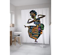 Штора (занавеска) для ванной JoyArty "Танцующая африканка" из сатена, 180х200 см с крючками, sc_61740