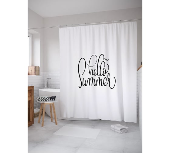 Штора (занавеска) для ванной JoyArty "Салют лето" из сатена, 180х200 см с крючками, sc_53737 1