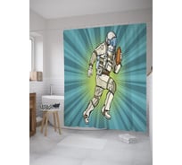 Штора (занавеска) для ванной JoyArty "Регби в космосе" из сатена, 180х200 см с крючками, sc_62121